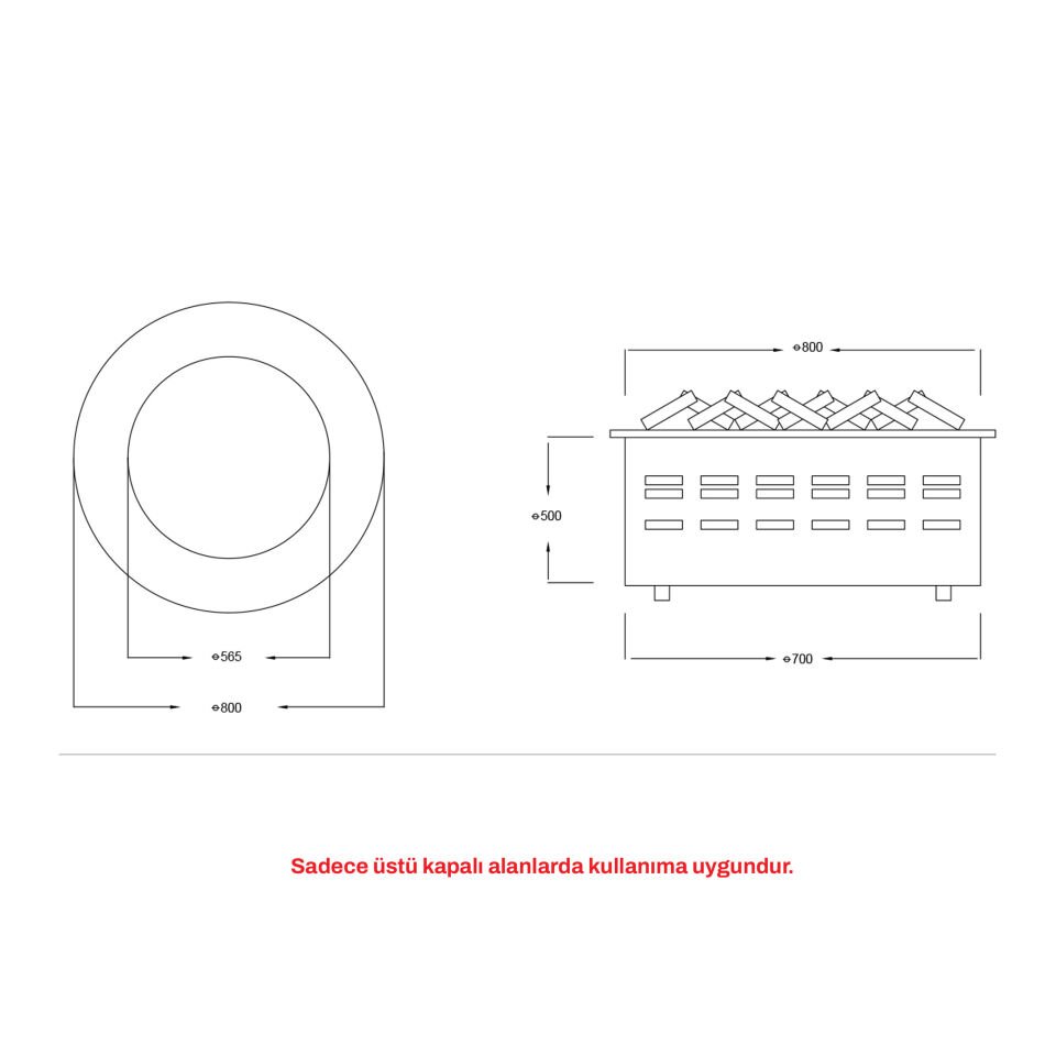 3D Elektrikli Şömine Flameline Vasko Serisi-VK55 80cm