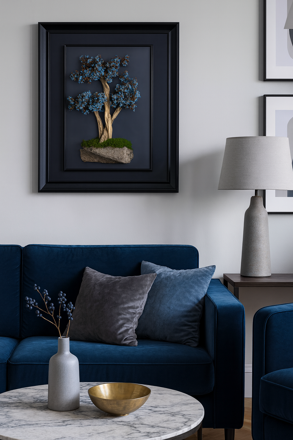 Doğal Ağaç Gövdeli Yapay Bonsai Tablo Dikdörtgen 50 X 70 cm TB-1255