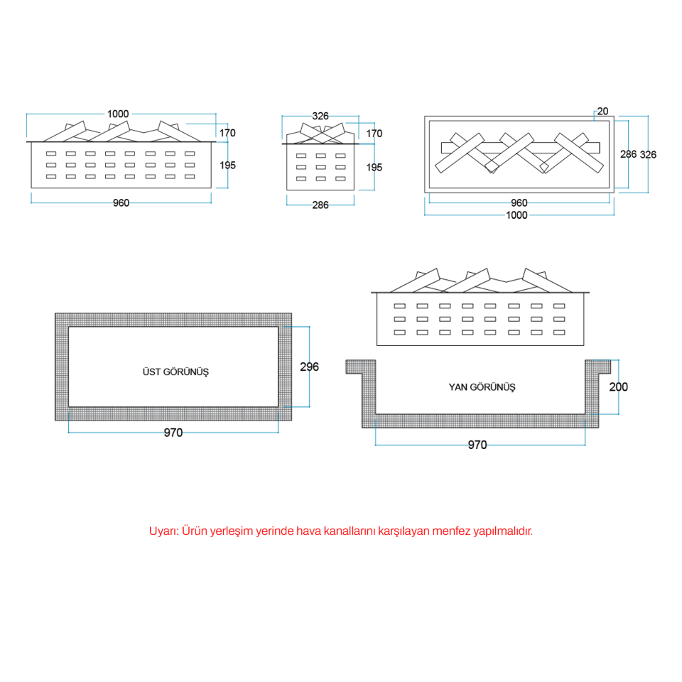 3D Elektrikli Şömine Flameline Vasko Serisi-VP100 100 cm