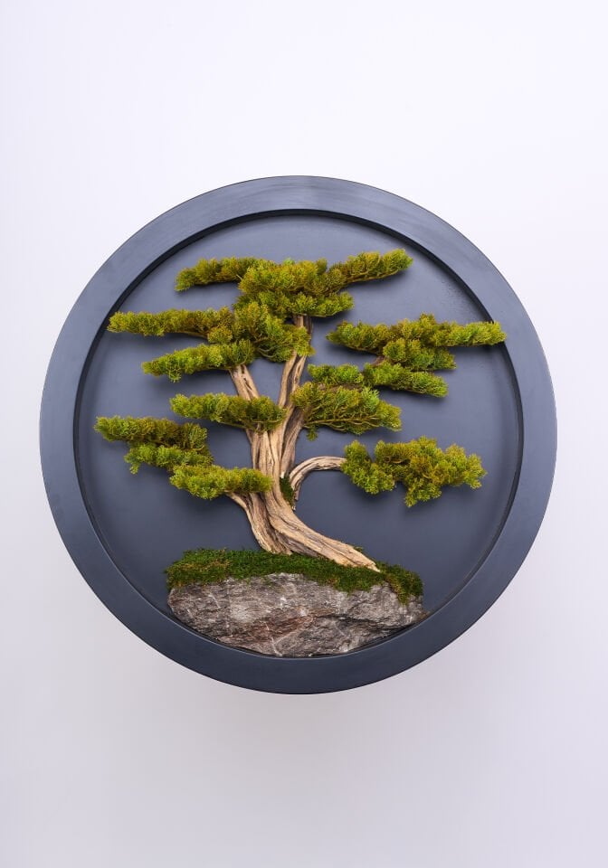 Doğal Ağaç Gövdeli Yapay Bonsai Tablo Daire 90 cm TB-1257