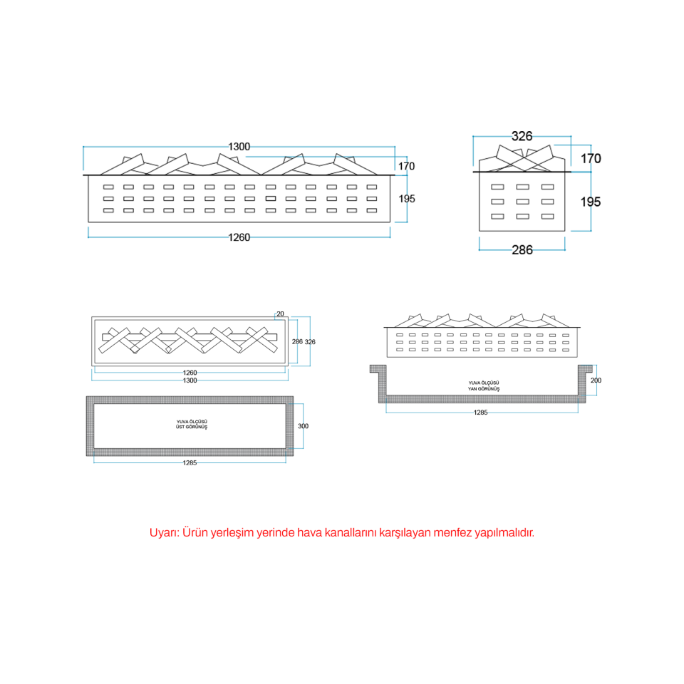 3D Elektrikli Şömine Flameline Vasko Serisi-VP130 130 cm