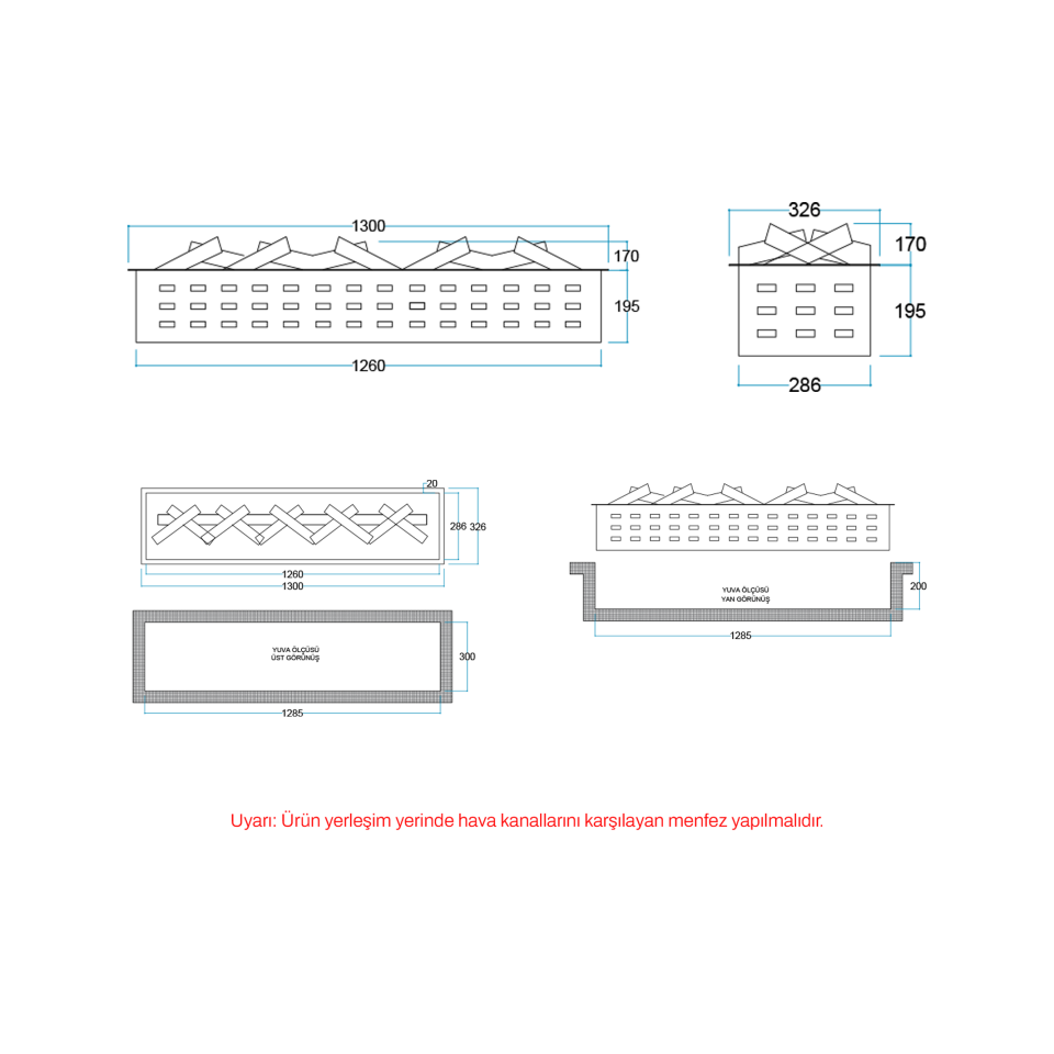 3D Elektrikli Şömine Flameline Vasko Serisi-VP130 130 cm