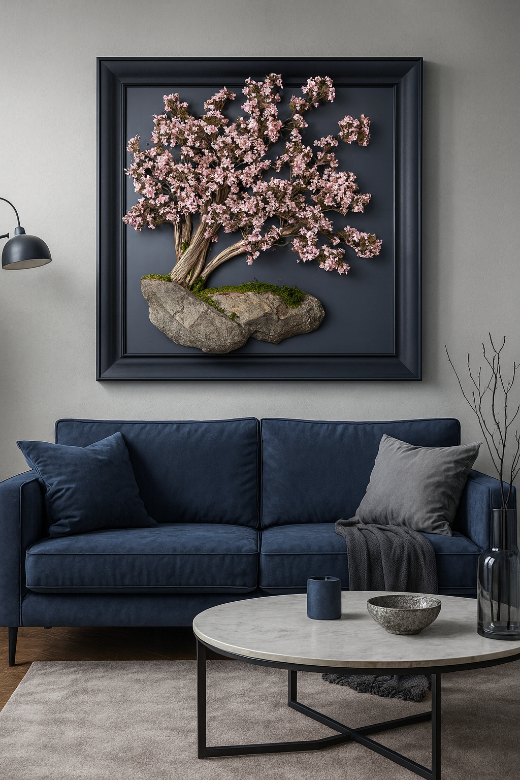 Doğal Ağaç Gövdeli Yapay Bonsai Tablo Kare 90 X 90 cm TB-1262