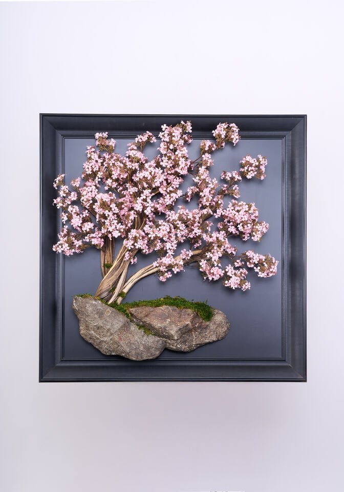 Doğal Ağaç Gövdeli Yapay Bonsai Tablo Kare 90 X 90 cm TB-1262