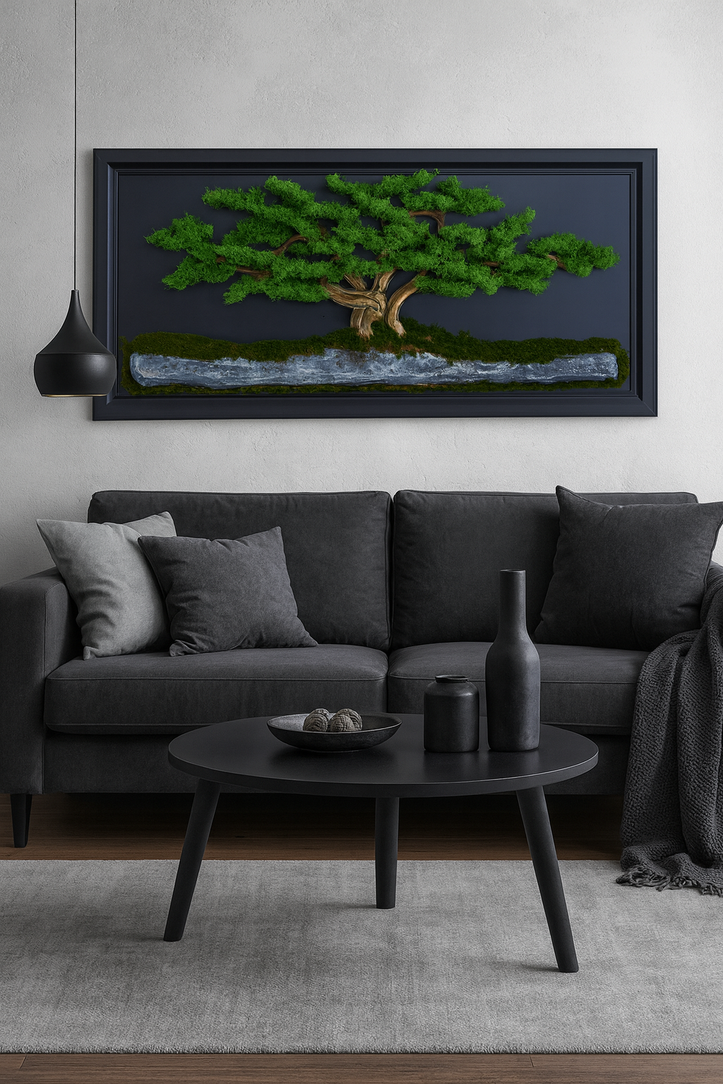 Doğal Ağaç Gövdeli Yapay Bonsai Tablo Dikdörtgen 194 X 89 cm TB-1264