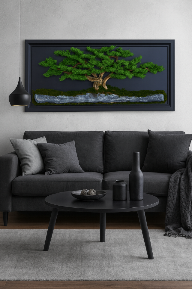 Doğal Ağaç Gövdeli Yapay Bonsai Tablo Dikdörtgen 194 X 89 cm TB-1264