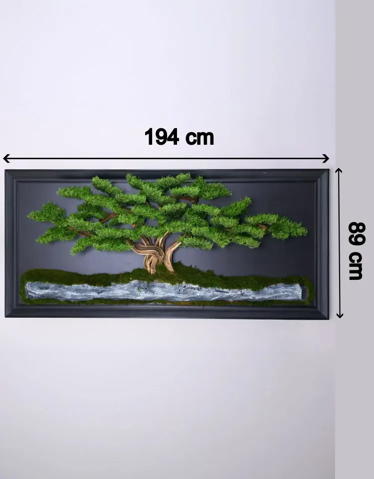 Doğal Ağaç Gövdeli Yapay Bonsai Tablo Dikdörtgen 194 X 89 cm TB-1264