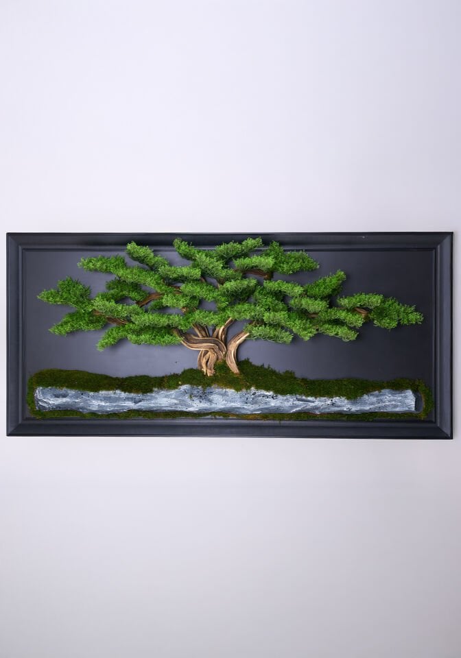 Doğal Ağaç Gövdeli Yapay Bonsai Tablo Dikdörtgen 194 X 89 cm TB-1264