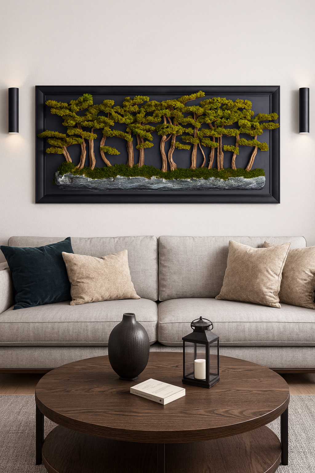 Doğal Ağaç Gövdeli Yapay Bonsai Tablo Dikdörtgen 194 X 89 cm TB-1265