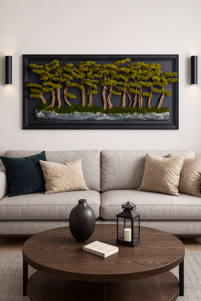 Doğal Ağaç Gövdeli Yapay Bonsai Tablo Dikdörtgen 194 X 89 cm TB-1265
