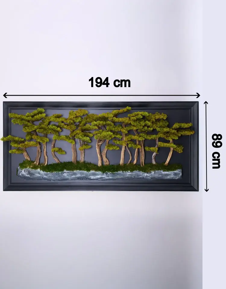 Doğal Ağaç Gövdeli Yapay Bonsai Tablo Dikdörtgen 194 X 89 cm TB-1265