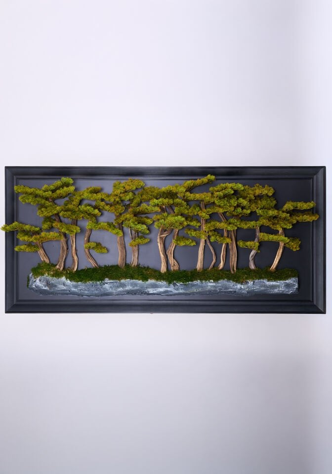 Doğal Ağaç Gövdeli Yapay Bonsai Tablo Dikdörtgen 194 X 89 cm TB-1265