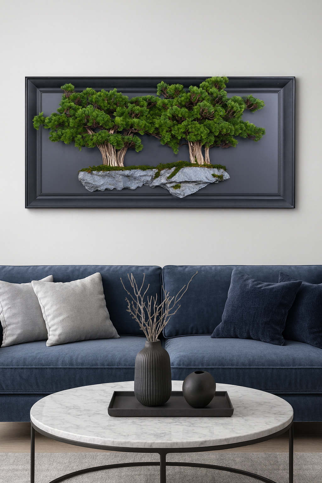 Doğal Ağaç Gövdeli Yapay Bonsai Tablo Dikdörtgen 130 X 60 cm TB-1267