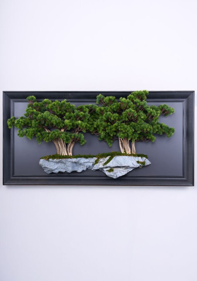 Doğal Ağaç Gövdeli Yapay Bonsai Tablo Dikdörtgen 130 X 60 cm TB-1267