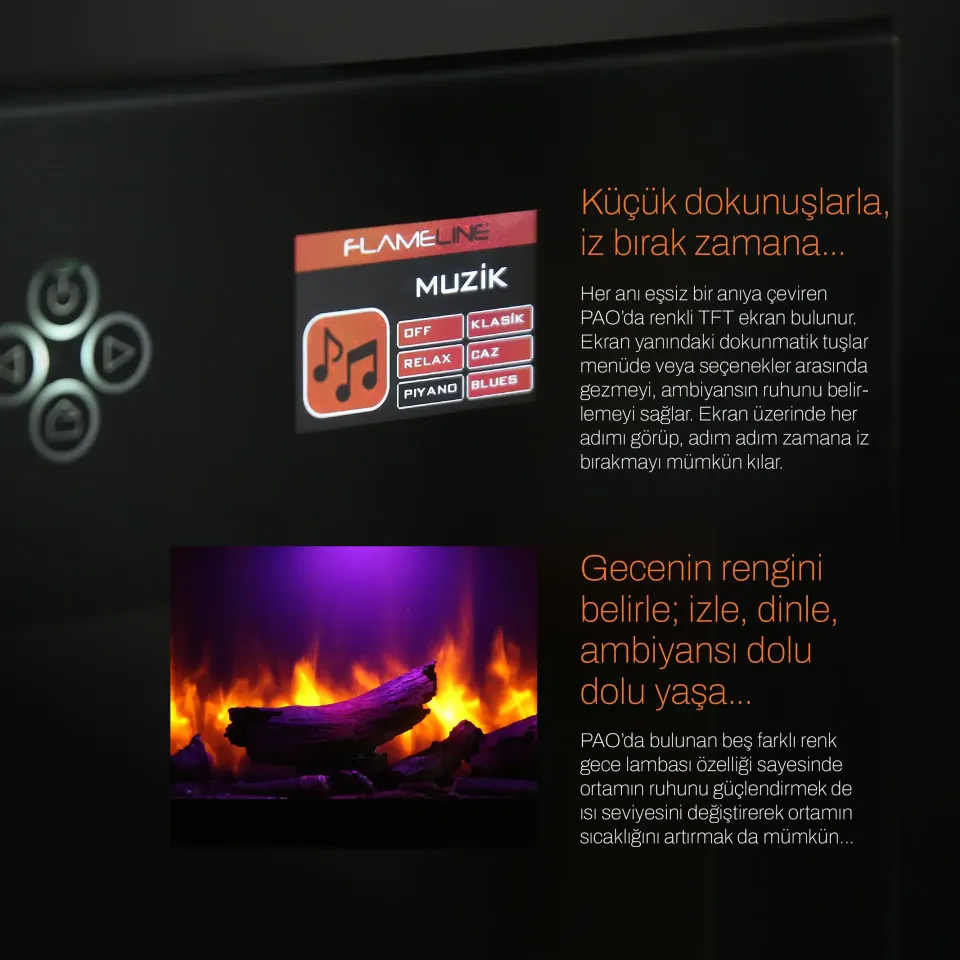 Flameline Elektrikli Şömine 2D Linear Serisi Pao Zdt80 80cm