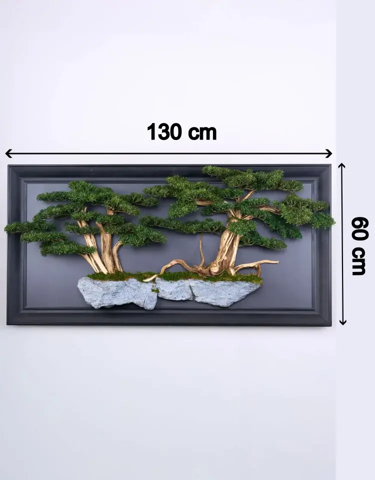 Doğal Ağaç Gövdeli Yapay Bonsai Tablo Dikdörtgen 130 X 60 cm TB-1268