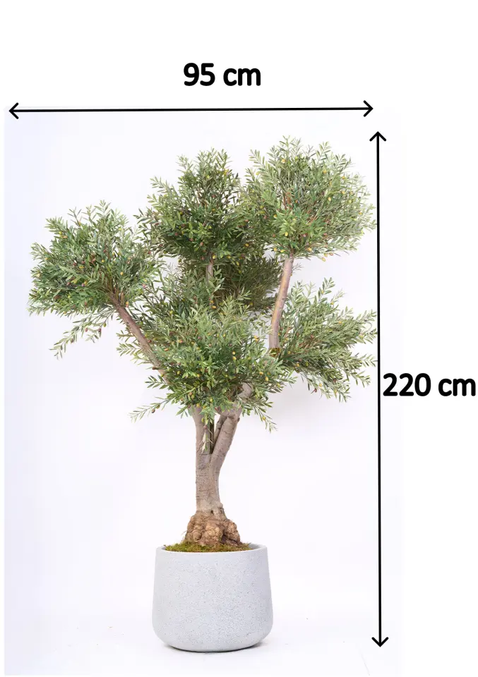 Doğal Gövde Yapay Zeytin UV Ağaç Saksılı 95 X 220 cm SZ2207-002