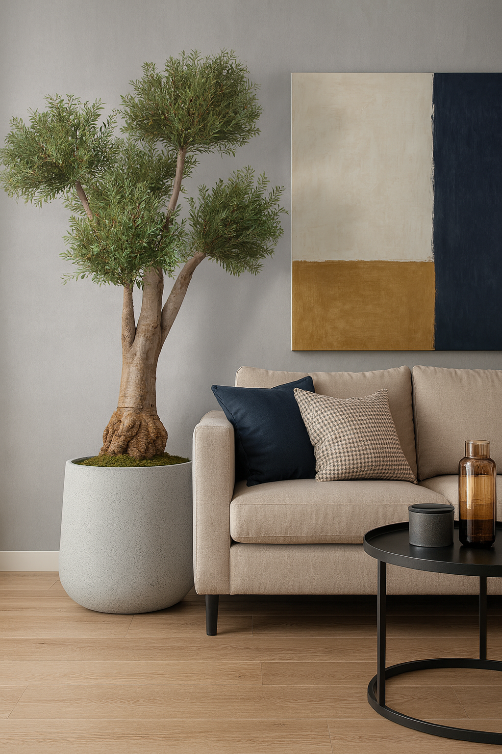 Doğal Gövde Yapay Zeytin Ağaç Saksılı 95 X 220 cm SZ2207-002