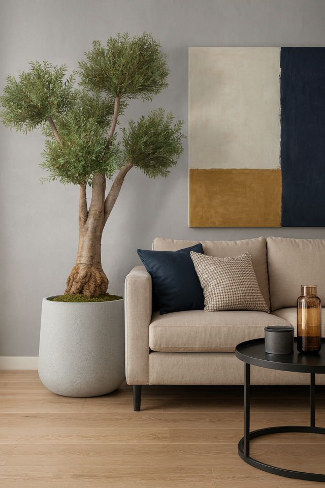 Doğal Gövde Yapay Zeytin Ağaç Saksılı 95 X 220 cm SZ2207-002