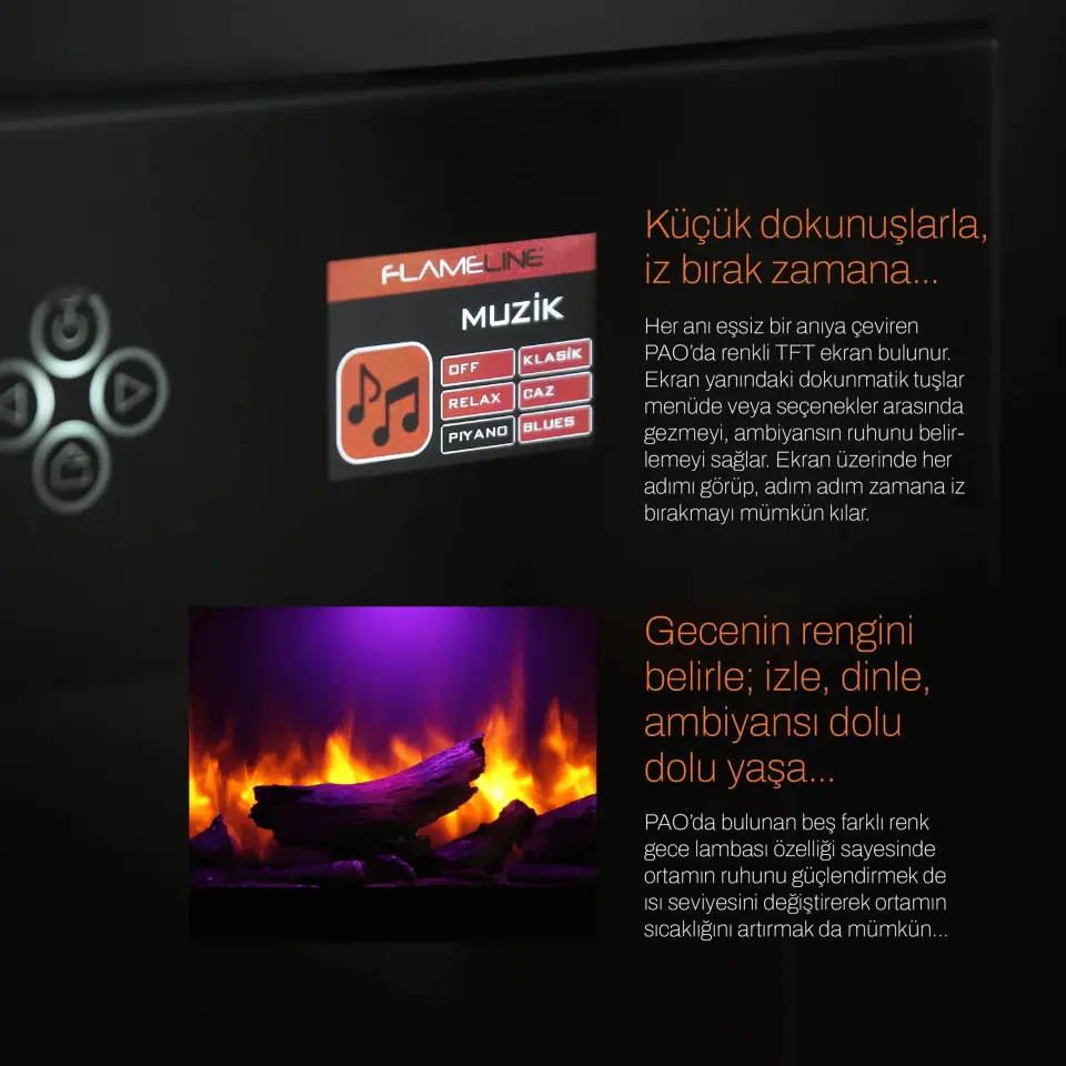 Flameline Elektrikli Şömine 2D Linear Serisi  Pao Zdt200 200 cm