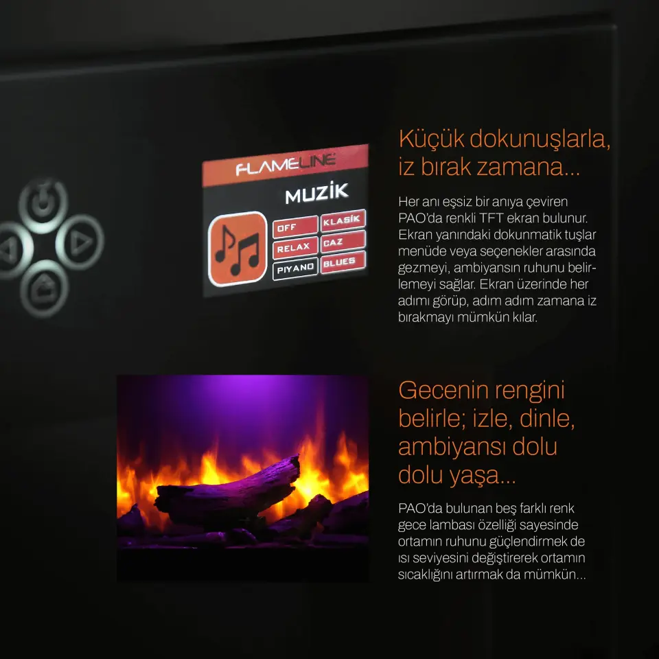 Flameline Elektrikli Şömine 2D Linear Serisi  Pao Zdt240 240 cm