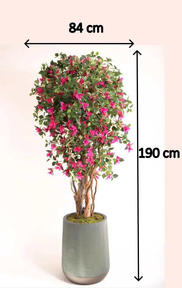 Doğal Ağaç Gövdeli Yapay Begonvil Ağaç Saksılı 84 X 190 cm SB3523-021