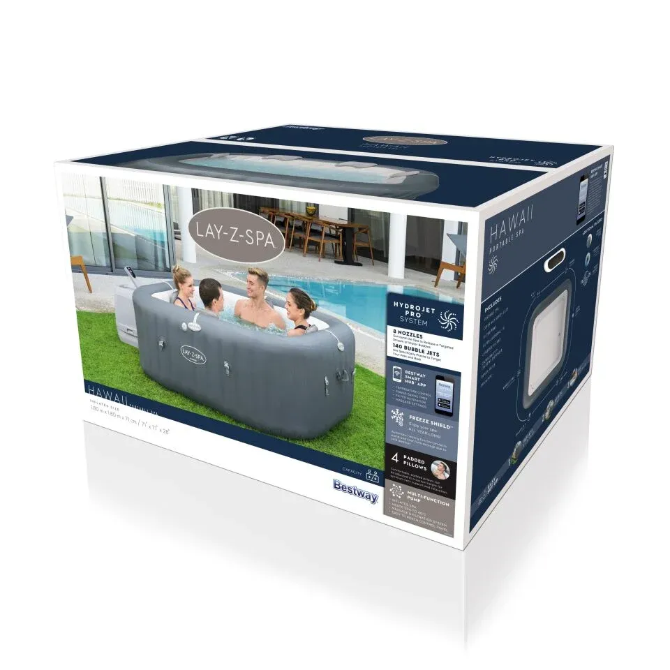 Lay-Z-Spa® Hawaii HydroJet Pro™ 60031 Şişme Spa Havuzu, 4-6 kişilik 180 X 180 X 71 cm