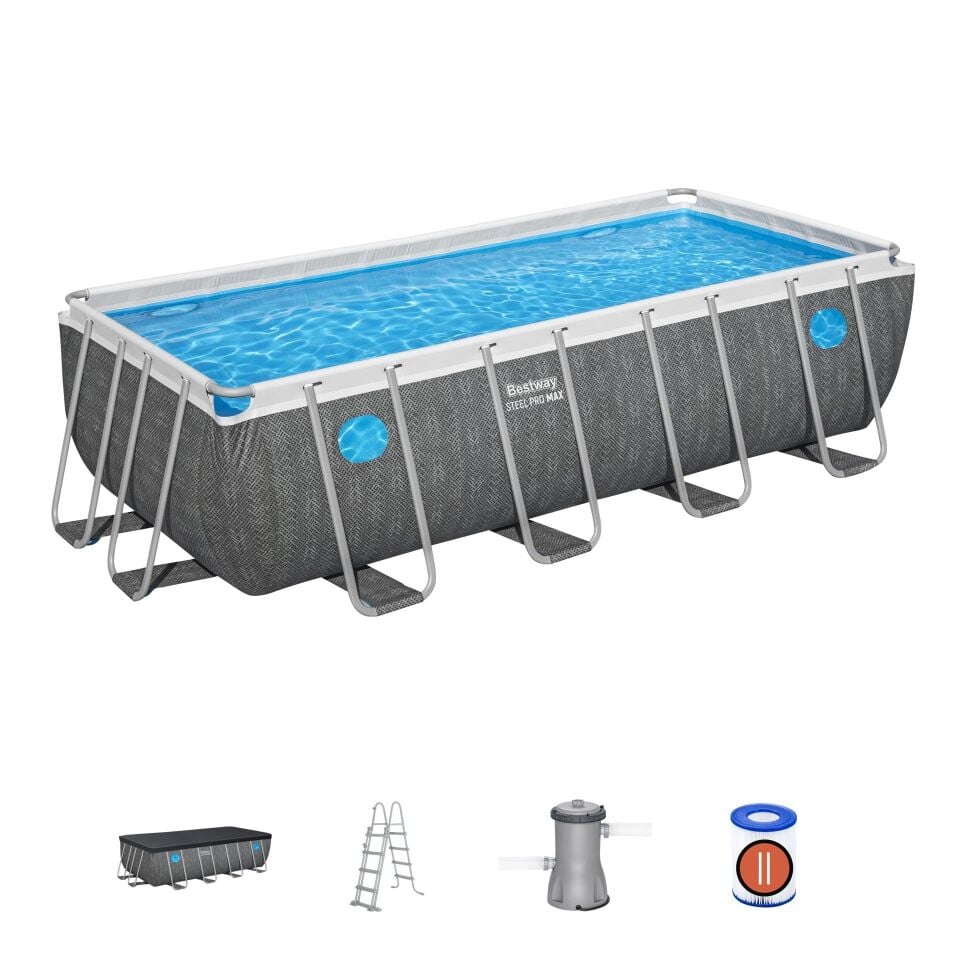 Bestway® Steel Pro MAX™ Splashview™ 561MB Dikdörtgen Yerüstü Havuz Seti 4,88 m x 2,44 m x 1,22 m