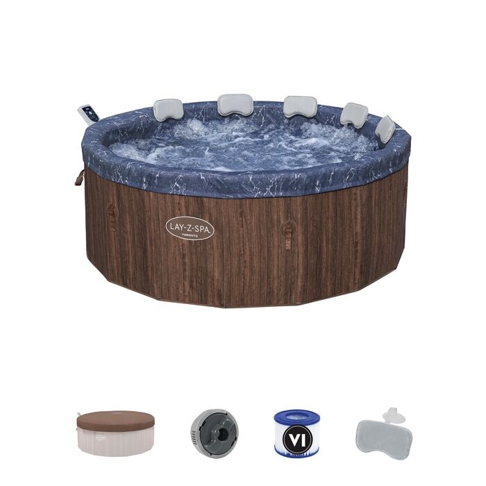 Lay-Z-Spa® Toronto Smart AirJet™ 6001W Enerji Tasarruflu Şişme Spa Havuzu, Mobil Uygulama Kontrollü, 5-7 kişilik 190 X 70 cm