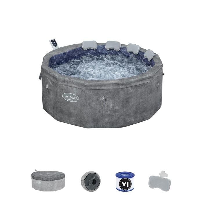 Lay-Z-Spa® Carrara Smart AirJet™ 6001V Enerji Tasarruflu Şişme Spa Havuzu, Mobil Uygulama Kontrollü, 4-6 kişilik 170 X 65 cm