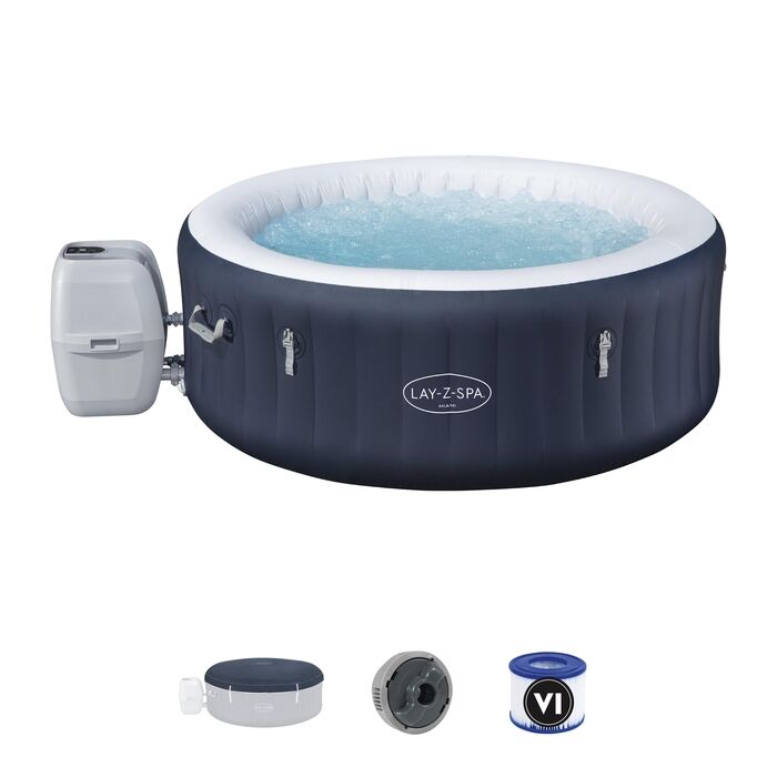 Lay-Z-Spa® Miami AirJet™ 6001C Enerji Tasarruflu Şişme Spa Havuzu, 2-4 kişilik 180 X 66 cm