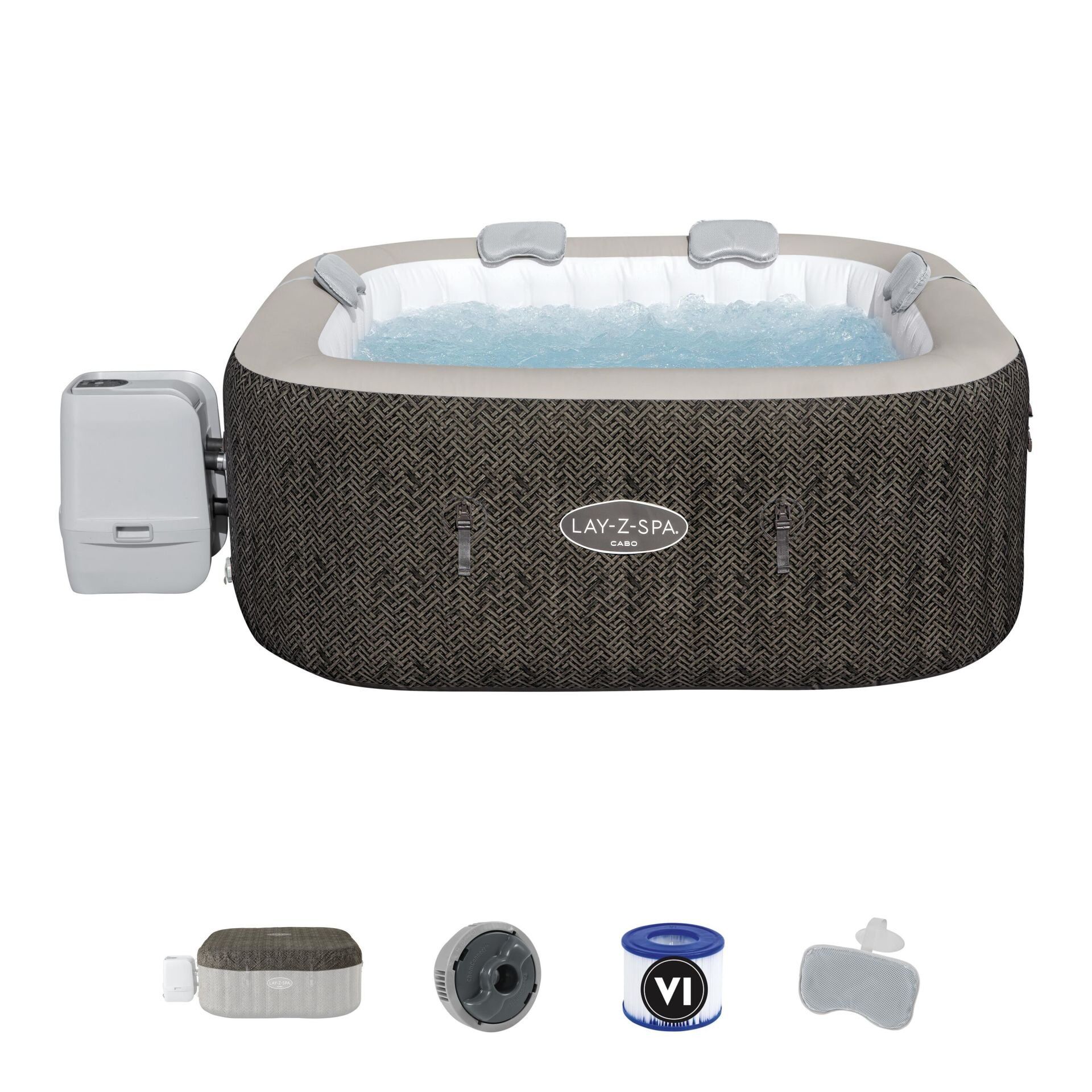 Lay-Z-Spa® Cabo Smart HydroJet™ 6001R Enerji Tasarruflu Şişme Spa Havuzu, Mobil Uygulama Kontrollü, 4-6 kişilik