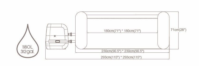 Lay-Z-Spa® 6001T Santorini Smart HydroJet Pro™ Enerji Tasarruflu Şişme Spa Havuzu, Mobil Uygulama Kontrollü, 5-7 kişilik 216 X 80 cm