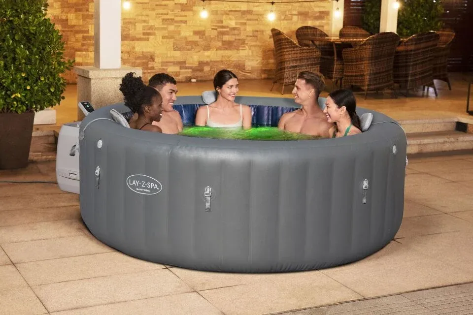 Lay-Z-Spa® 6001T Santorini Smart HydroJet Pro™ Enerji Tasarruflu Şişme Spa Havuzu, Mobil Uygulama Kontrollü, 5-7 kişilik 216 X 80 cm