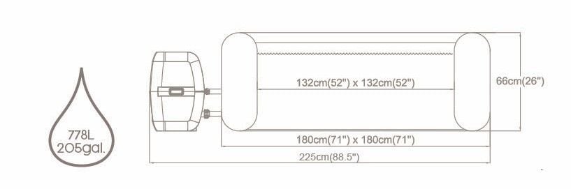 Lay-Z-Spa® 6001F Hollywood Energy-Efficient Luxe AirJet™ Şişme Spa Havuzu, LED ışıklı, 4-6 kişilik 180 X 180 X 66 cm