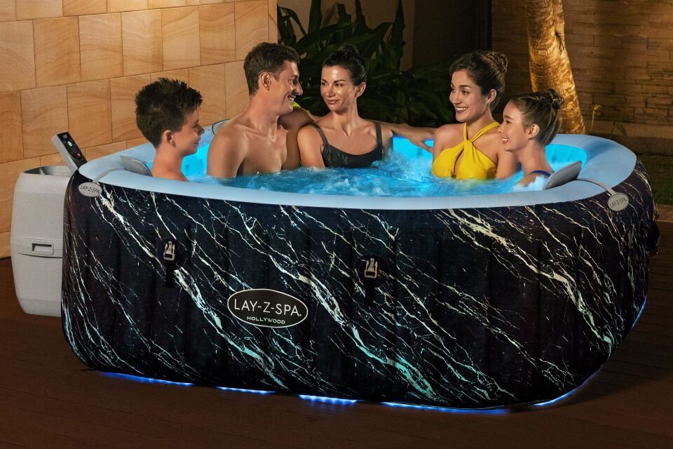 Lay-Z-Spa® 6001F Hollywood Energy-Efficient Luxe AirJet™ Şişme Spa Havuzu, LED ışıklı, 4-6 kişilik