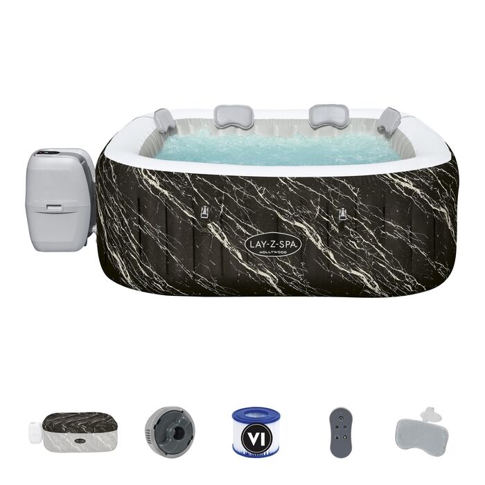 Lay-Z-Spa® 6001F Hollywood Energy-Efficient Luxe AirJet™ Şişme Spa Havuzu, LED ışıklı, 4-6 kişilik 180 X 180 X 66 cm