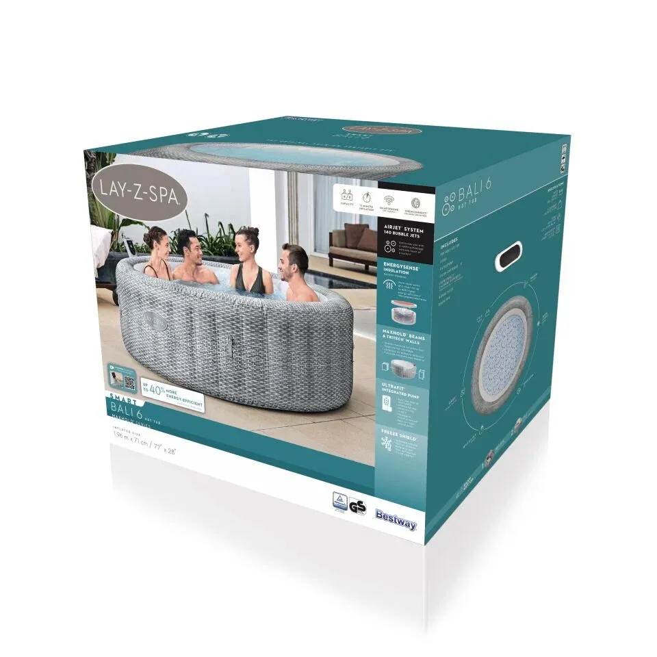 Lay-Z-Spa® Bali Smart AirJet™ 6001N Enerji Tasarruflu Şişme Spa Havuzu, Mobil Uygulama Kontrollü, 4-6 kişilik 196 X 71 cm