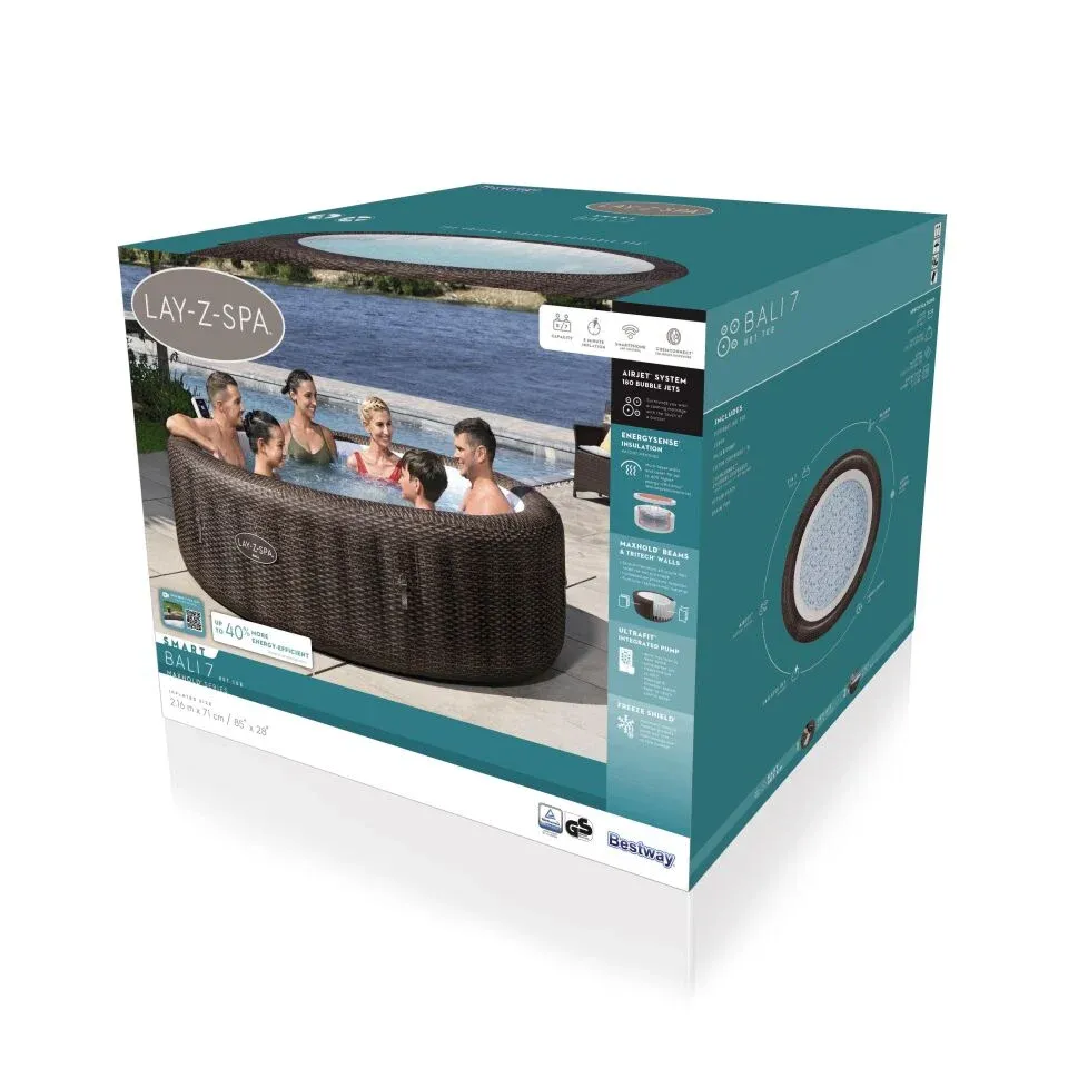 Lay-Z-Spa® Bali Smart AirJet™ 6001P Enerji Tasarruflu Şişme Spa Havuzu, Mobil Uygulama Kontrollü, 5-7 kişilik 216 X 71 cm