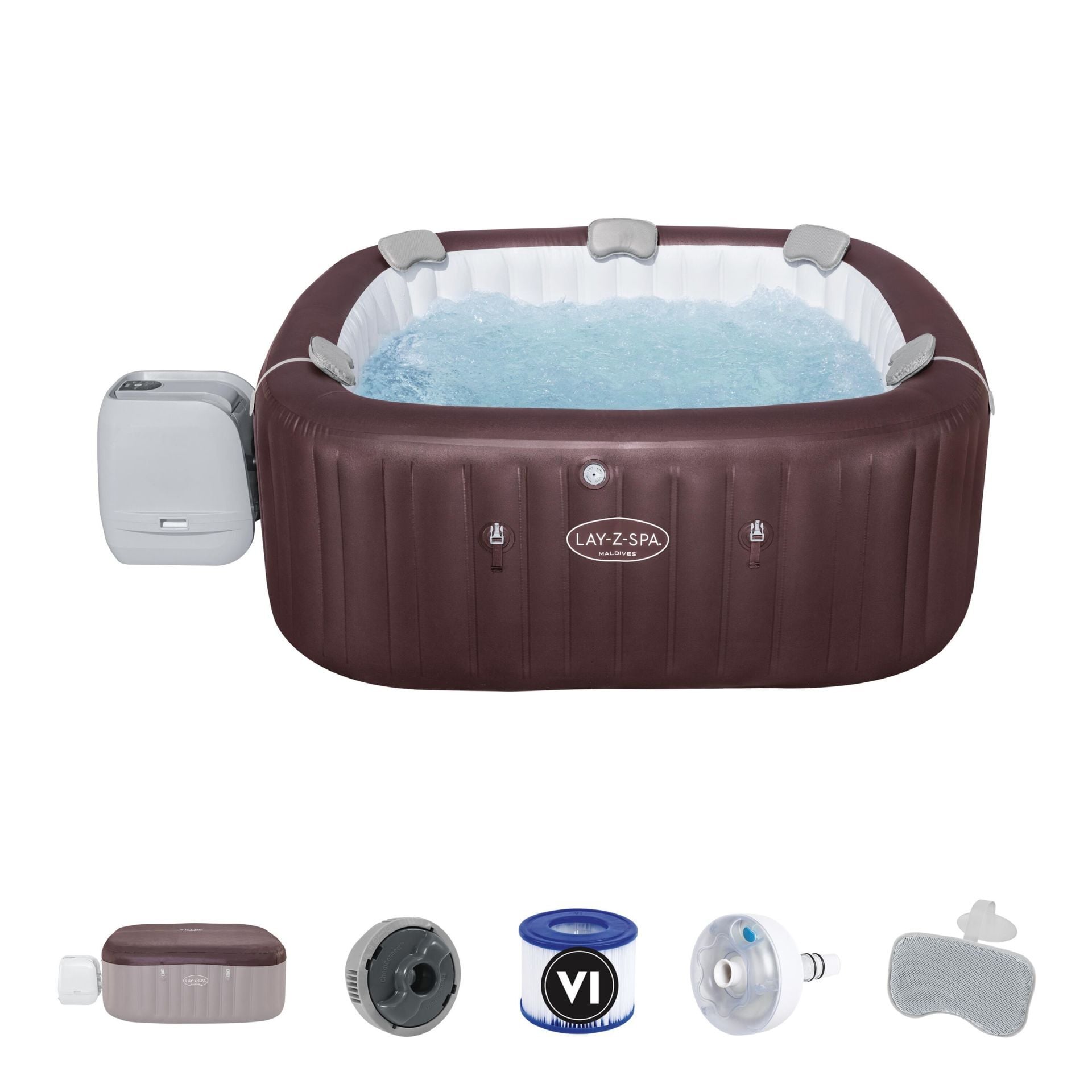 Lay-Z-Spa® Maldives Smart HydroJet Pro™ 6001U Enerji Tasarruflu Şişme Spa Havuzu, Mobil Uygulama Kontrollü, 5-7 kişilik 201 X 201 X 80 cm