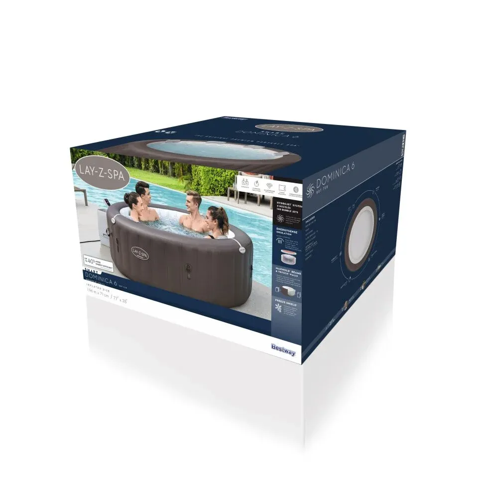 Lay-Z-Spa® Dominica Smart HydroJet™ 6001S Enerji Tasarruflu Şişme Spa Havuzu, Mobil Uygulama Kontrollü, 4-6 kişilik 196 X 71 cm