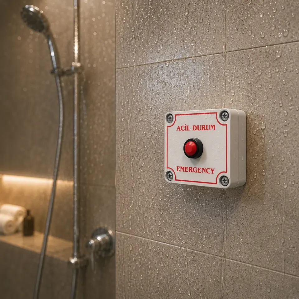 Buhar – Hamam – Duş için IP67 Acil Durum Butonu - Kablosuz