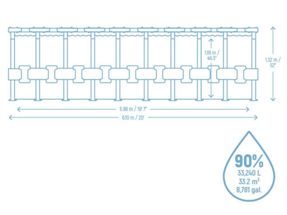Bestway® APX 365™ 561KE Çember Prefabrik Havuz Seti 6,10 m x 1,32 m