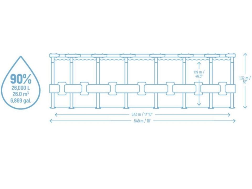 Bestway® APX 365™ 561KC  Çember Prefabrik Havuz Seti 5,49 m x 1,32 m
