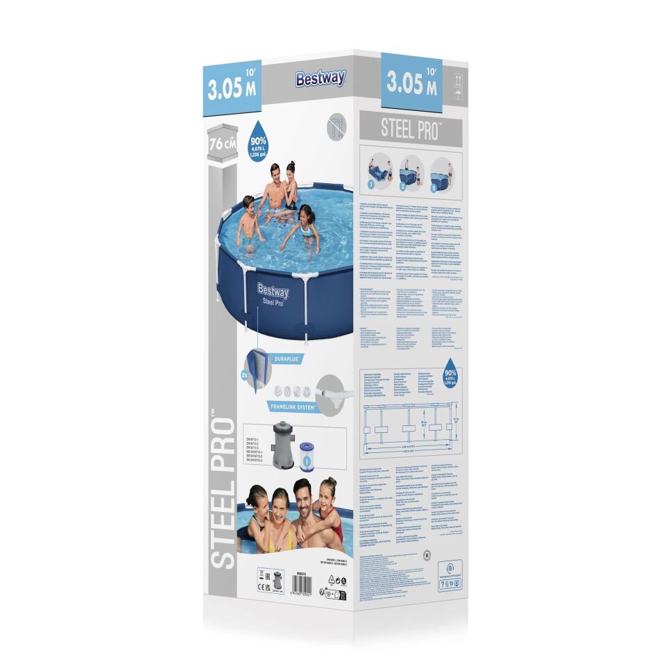 Bestway® 56679 Steel Pro™ Prefabrik Yerüstü Çember Havuz Seti 3,05 m x 76 cm