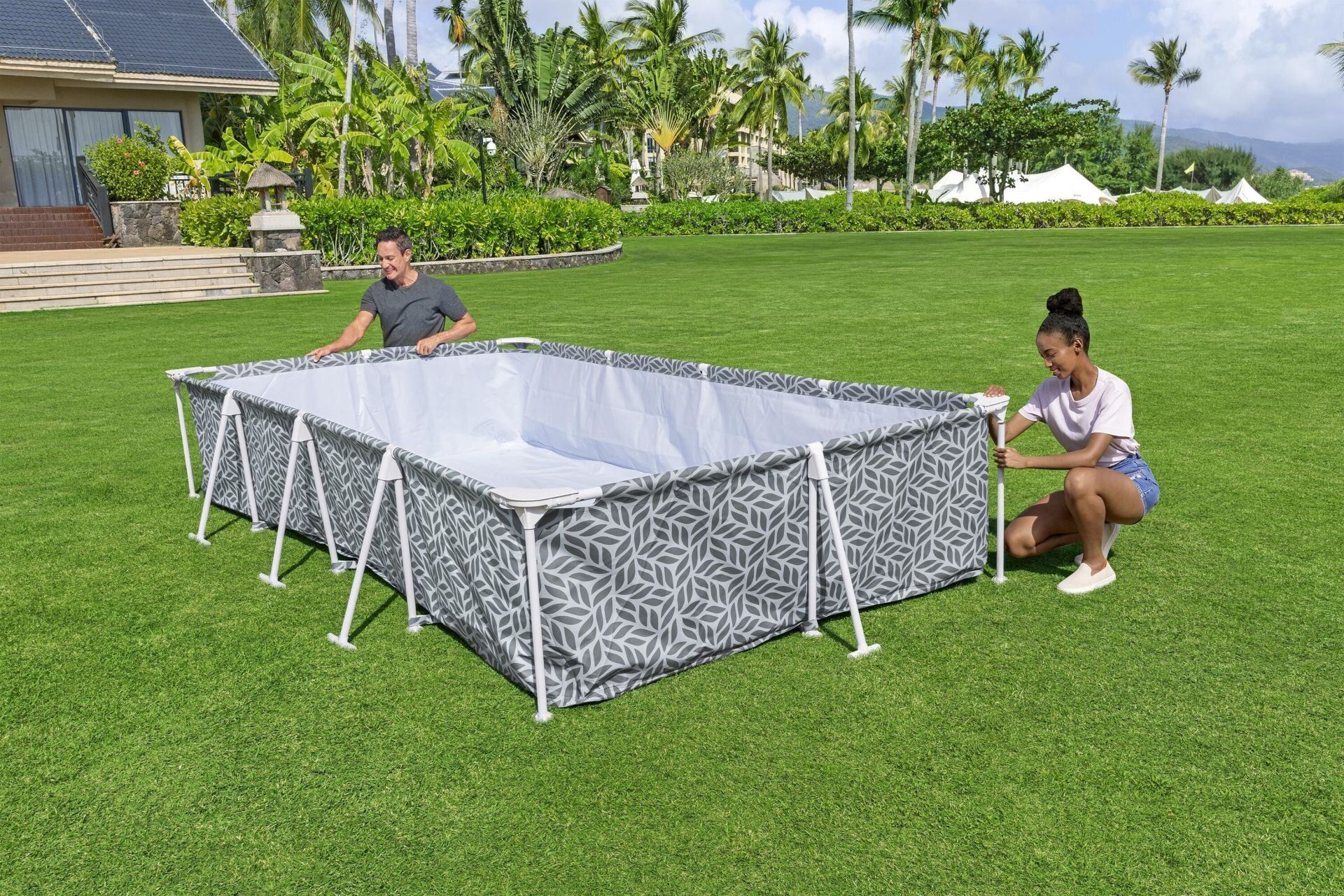 Bestway® 561FV Steel Pro® Dikdörtgen Prefabrik Yer Üstü Havuz Seti 3,66 m x 2,01 m x 66 cm