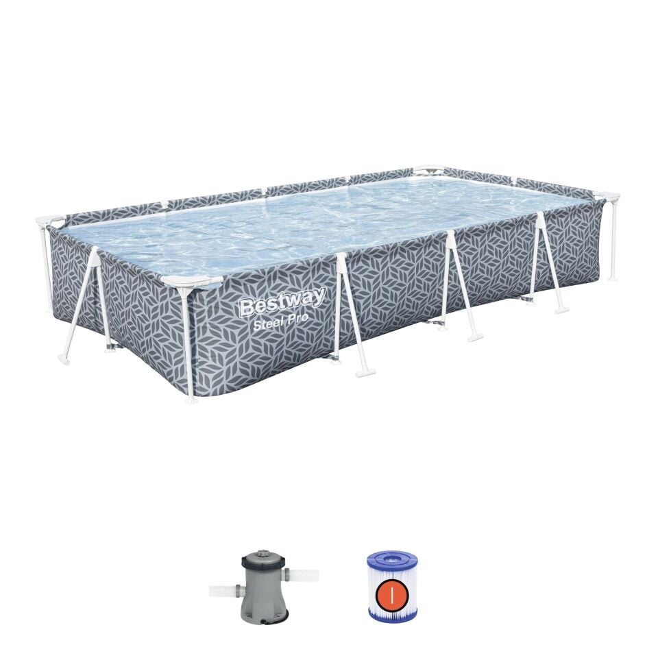 Bestway® 561FV Steel Pro® Dikdörtgen Prefabrik Yer Üstü Havuz Seti 3,66 m x 2,01 m x 66 cm