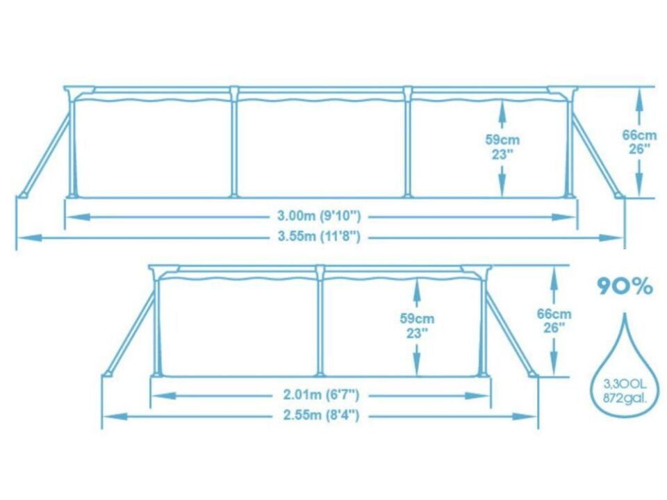 Bestway® 56404 Steel Pro™ Yer Üstü Prefabrik Dikdörtgen Havuz 3,00 m x 2,01 m x 66 cm