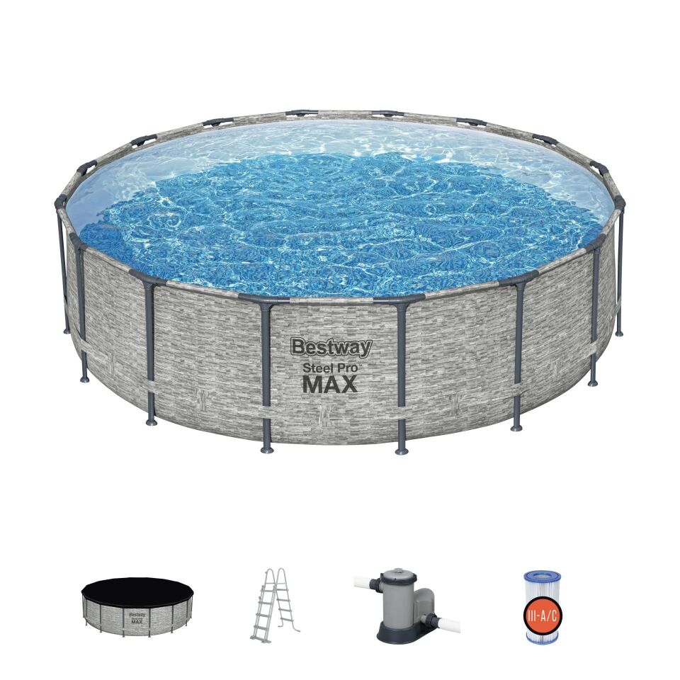 Bestway® 5619E Steel Pro MAX™ Prefabrik Yer Üstü Çember Havuz Seti 4,88 m x 1,22 m