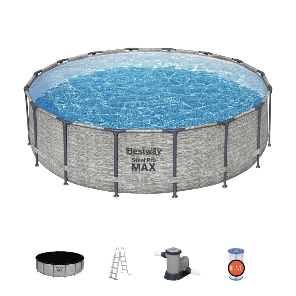 Bestway® 5619E Steel Pro MAX™ Prefabrik Yer Üstü Çember Havuz Seti 4,88 m x 1,22 m